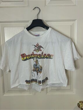 Junk Food Tees Women's Budweiser Anheuser Busch Clydesdale Crop Tee Large